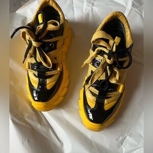 AGL Yellow and Black Women's Sneakers